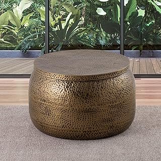 Albany Living Modern Round Aluminum Hammered Embossed Texturing, Metal D...