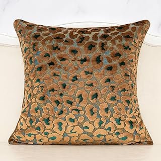 Alerfa Green Brown Floral Throw Pillow Cover 20 x 20 Inch Cut Velvet Sqa...