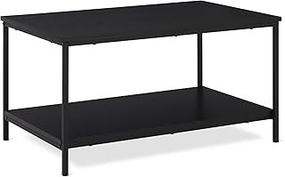 Amazon Basics Rectangular Coffee Table with Bottom Shelf, Living Room Ce...
