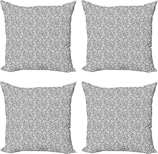 Ambesonne Monochrome Throw Pillow Cushion Case Pack of 4, Doodle Composi...