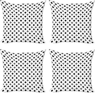 Ambesonne Monochrome Throw Pillow Cushion Case Pack of 4, Small Diagonal...