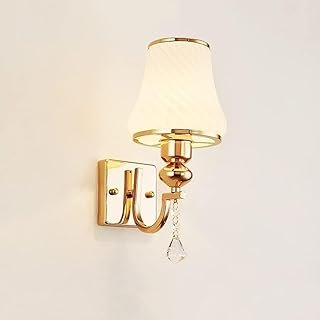 American Rustic Crystal Wall Lamp Modern Wall Sconce with Glass Shade Be...