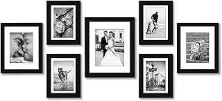 Americanflat Set of 7 Picture Frames with Shatter-Resistant Glass - Gall...