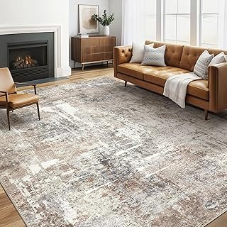 Area Rug Living Room Rugs: 5x7 Washable Large Abstract Modern Soft Stain...