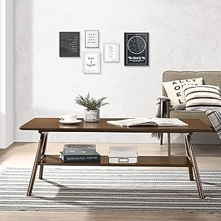 Arona Mid-Century Modern Wood Coffee Table with Shelf