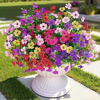 Artificial Faux Flowers Plants for Outdoors Outside Spring Summer Decora...