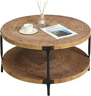 Awescuti Round Boho Wood Coffee Table - 29.1