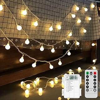 Battery Operated LED Globe String Lights, 2-Pack Total 52FT 120LEDs - Ea...