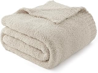 Bedsure Beige Knit Throw Blanket for Couch - Super Soft, Cozy, Fuzzy Kni...