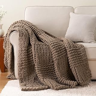 Beige Throw Blanket for Couch, Chunky Knit Beige Throw for Bed, Neutral ...