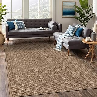 Beverly Rug Easy Jute Natural Large Rug 9x12 Solid Washable Durable Outd...