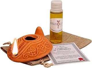 Biblical Herodian Clay Oil Lamp with Bethlehem Olive Oil - Authentic Hol...
