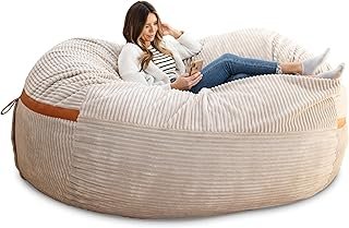 Big Joe Fuf 8Ft Giant Foam Bean Bag Chair, Oversized Couch with Removabl...