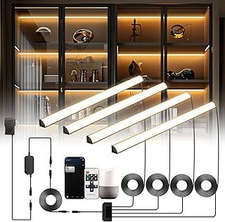 Black Shelf Lights, LED Bookcase Lighting Compatible with Alexa, WiFi Di...