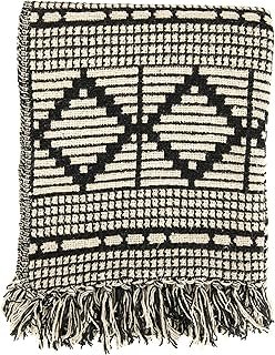 Bloomingville Soft Reclaimed Cotton Blend Throw with Diamond Pattern and...