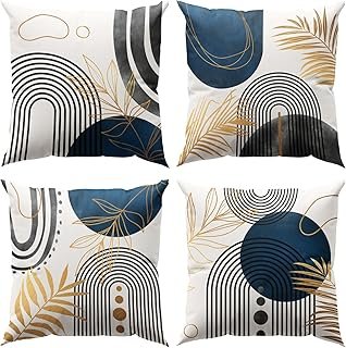 Blue and Grey Throw Pillows Boho Pillow Covers 18x18 Abstract Geometric ...