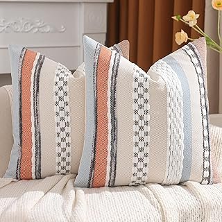 Bohemian Pillow Covers 18x18 Set of 2 Boho Tufted Throw Pillow Covers St...