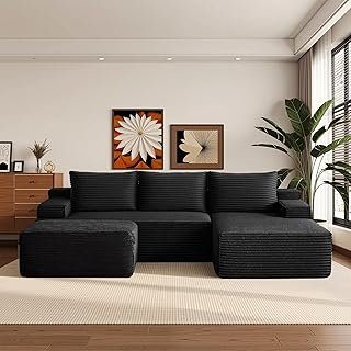 Boneless Couch Comfy Sectional Couches for Living Room,U Shaped Modular ...