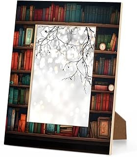 Books Picture Frame 4x6 Library Bookshelf Farmhouse Photo Frame Fits 4 b...