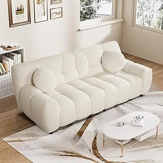 Boucle Cloud Sofa Couch, Comfy Deep Seat Sherpa Couch, 72.8