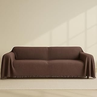 Brown Sofa Cover%100 Organic Cotton, Couch Covers for Loveseat, Futon, S...