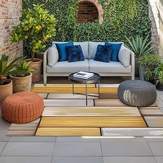 Brown Yellow Vintage Area Rug 5' x 8', Outdoor Rugs for Patio Rug Carpet...