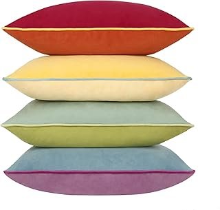 Btyrle Throw Pillow Covers 18x18 Inches Set of 4 Soft Velvet Couch Cushi...