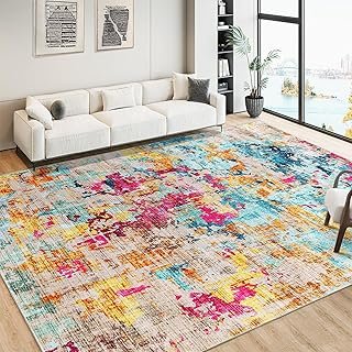 CAROMIO 8x10 Area Rug for Living Room, Colorful Modern Abstract Washable...