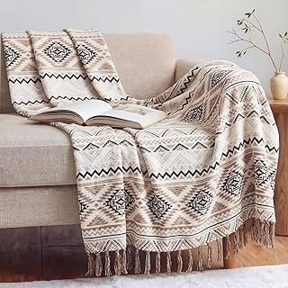 CASAAGUSTO Boho Throw Blanket for Couch - Farmhouse Throw Blanket with T...