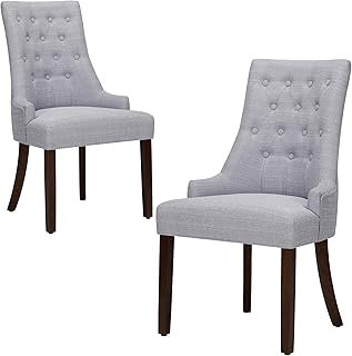 COLAMY Wingback Upholstered Dining Chairs Set of 2, Fabric Side Dining R...