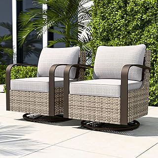 COOS BAY Aurora Terrace Outdoor Swivel Rocker Chair with 4 Inch Thick Cu...