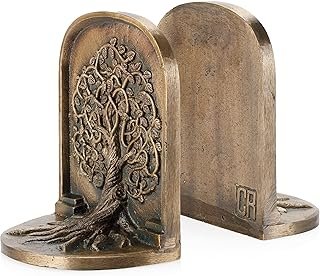 CRAFTSMAN ROAD Tree of Life Bookends, Antique Brass, 2 Decorative Booken...