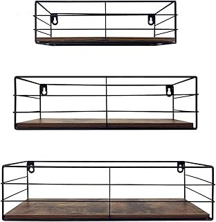 CRUGLA Floating Shelves Wall Mounted Set of 3, Hanging Storage Wall Shel...