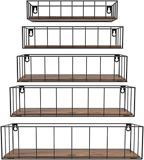 CRUGLA Floating Shelves Wall Mounted Set of 5, Hanging Storage Wall Shel...