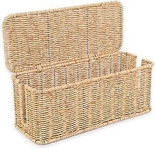 Cable Management Box, Handmade Rattan Cable Organizer with 2 Open Slots,...
