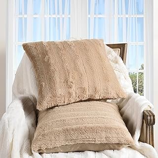 Cheer Collection Faux Fur Throw Pillows - Decorative Pillows for Couch, ...