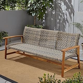 Christopher Knight Home Marcia Outdoor Wood Sofa, Wicker, 75.50 x 31.00 ...