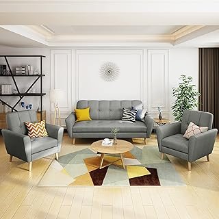 Christopher Knight Home Treston Mid-Century Fabric Sofa Chat Set, 3-Pcs ...