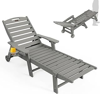 Ciokea Lounge Chair Outdoor, Oversized Chaise Lounge Chair with 5 Positi...
