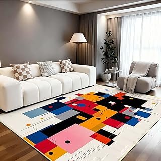 Colorful Geometric Area Rug, Modern Geometric Rug, Abstract Style Colorf...