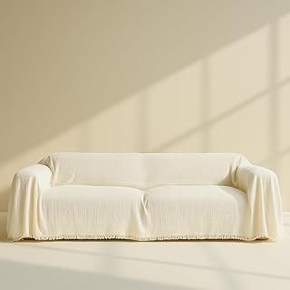Cream Sofa Cover%100 Natural Cotton, Washable Couch Covers for Loveseat,...