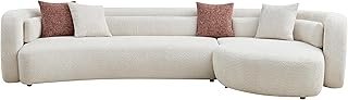 Curved Sectional Sofa Modern L Shaped Cloud Couch with Boucle Upholstery...