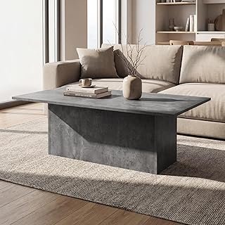 DUOMAY Grey Rectangular Coffee Table Modern Large Center Table 47