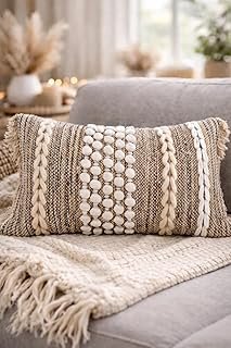 Decorative Boho-Chic Lumbar Pillow Cover 12x20 Premium Handwoven Tufted ...