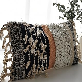 Decorative Boho-Chic Premium Pillow Cover 12x20 Handwoven Tufted Cotton ...