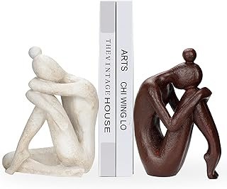 Decorative Bookends for Shelves, Unique Book Ends for Home Office Decor,...