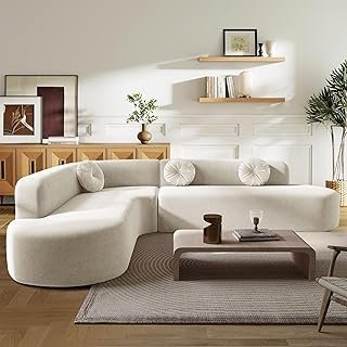 Deep Seat Curved Sectional Sofa - Cloud Round Couch with Elegant Curved ...