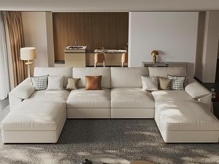 EASE MOOSE Oversized Modular Sectional Sofa,Leather Sectional Couch with...