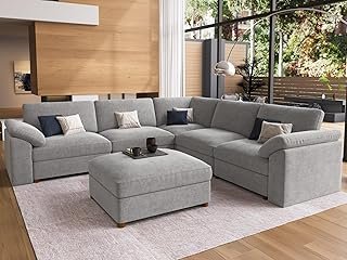 EASE MOOSE Oversized Sectional Modular Sofa, L Shape Grey Sectional Wide...