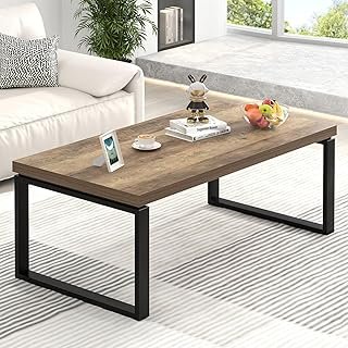 EXCEFUR Coffee Table, Modern Wood and Metal Living Room Table, Industria...